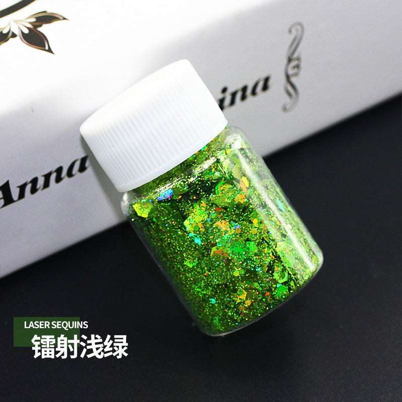 Wholesale Mixed Sequins Laser Colorful Glitter Powder Nail Art Crystal Drip Glue Flow Hemp Filler Gold Powder